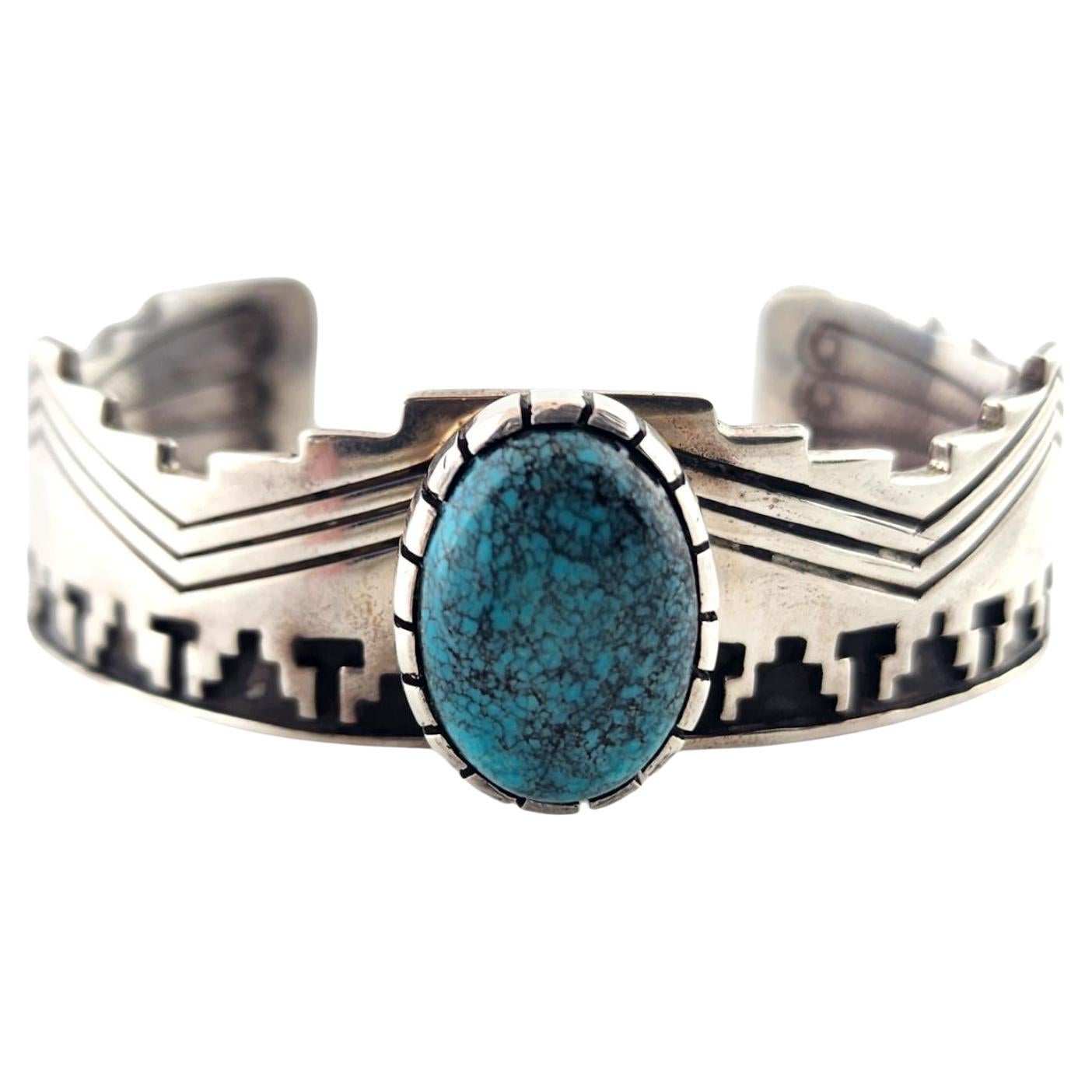 Navajo Joe N. McCabe Sterling Silver Turquoise Cuff Bracelet #18673
