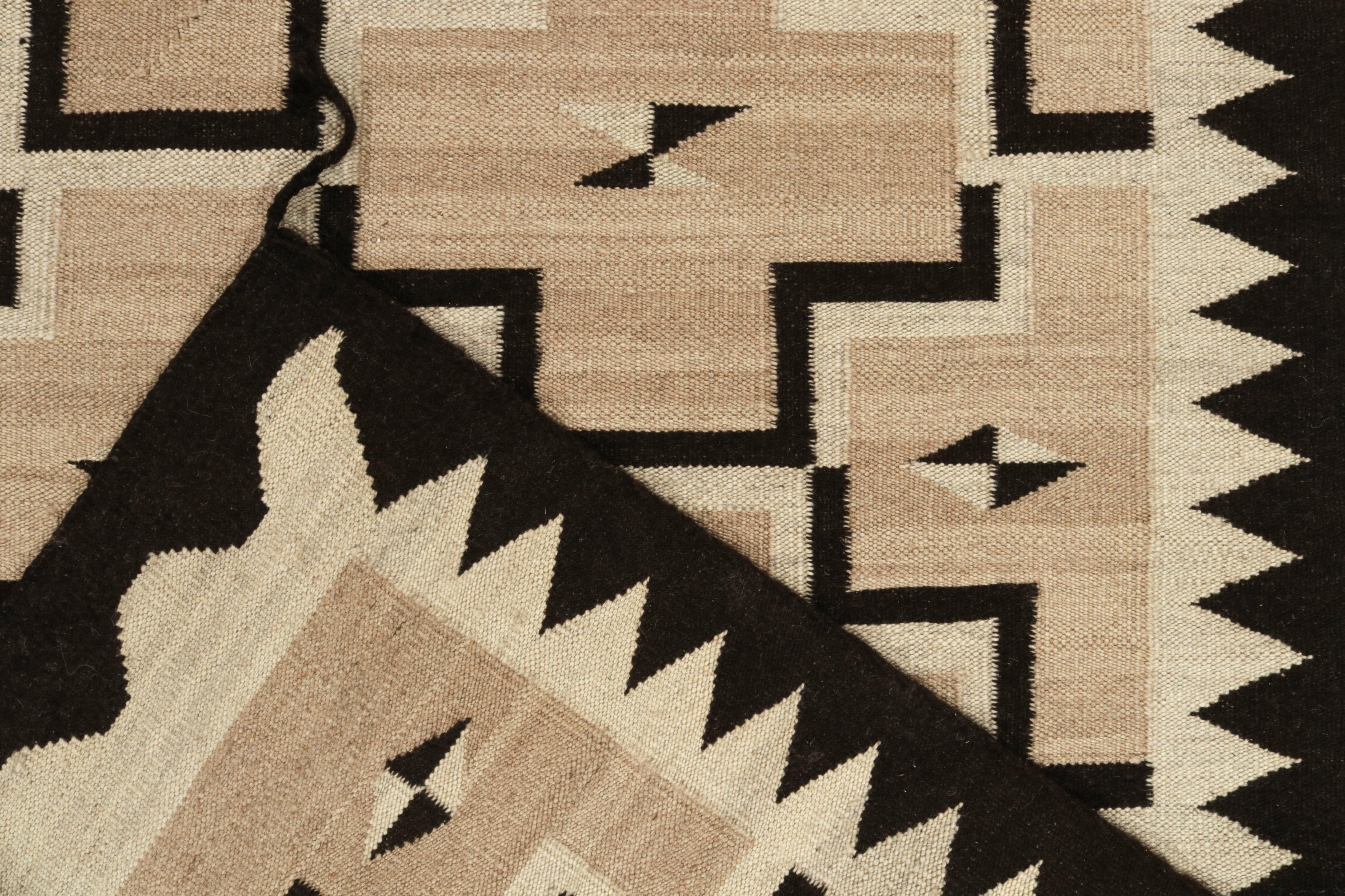 Rug & Kilim's Navajo Kilim Style Rug in Beige, Black & White Geometric Pattern In New Condition In Long Island City, NY
