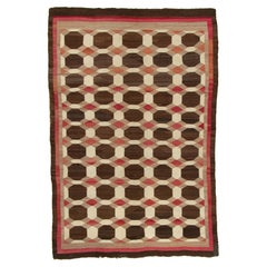 Tapis de style Kilim Navajo rouge, beige-blanc à motif géométrique par Rug & Kilim