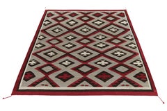 Rug & Kilim's Navajo Kilim Style Rug in Gray, Red and Brown Geometric Pattern