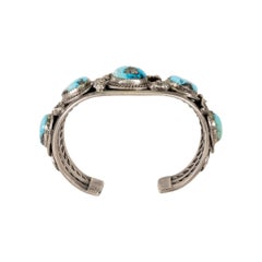 Bracelet Navajo en turquoise Kingman et argent