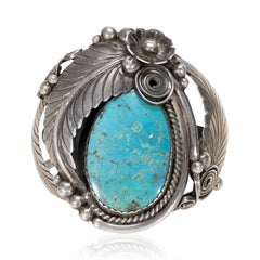 Navajo Kingman Turquoise and Sterling Bracelet