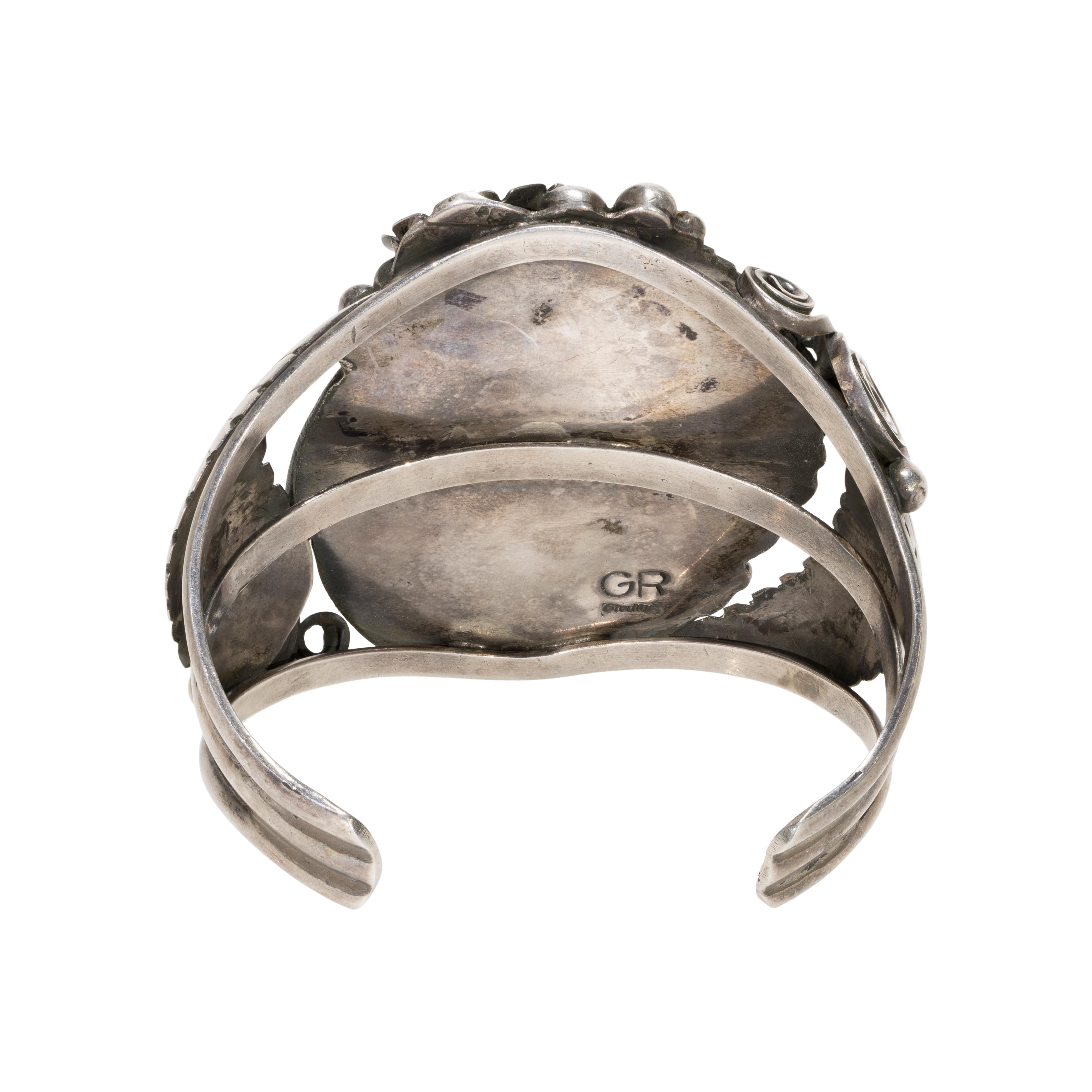 Navajo Kingman Armband aus Türkis und Sterlingsilber (Alteuropäischer Brillantschliff) im Angebot