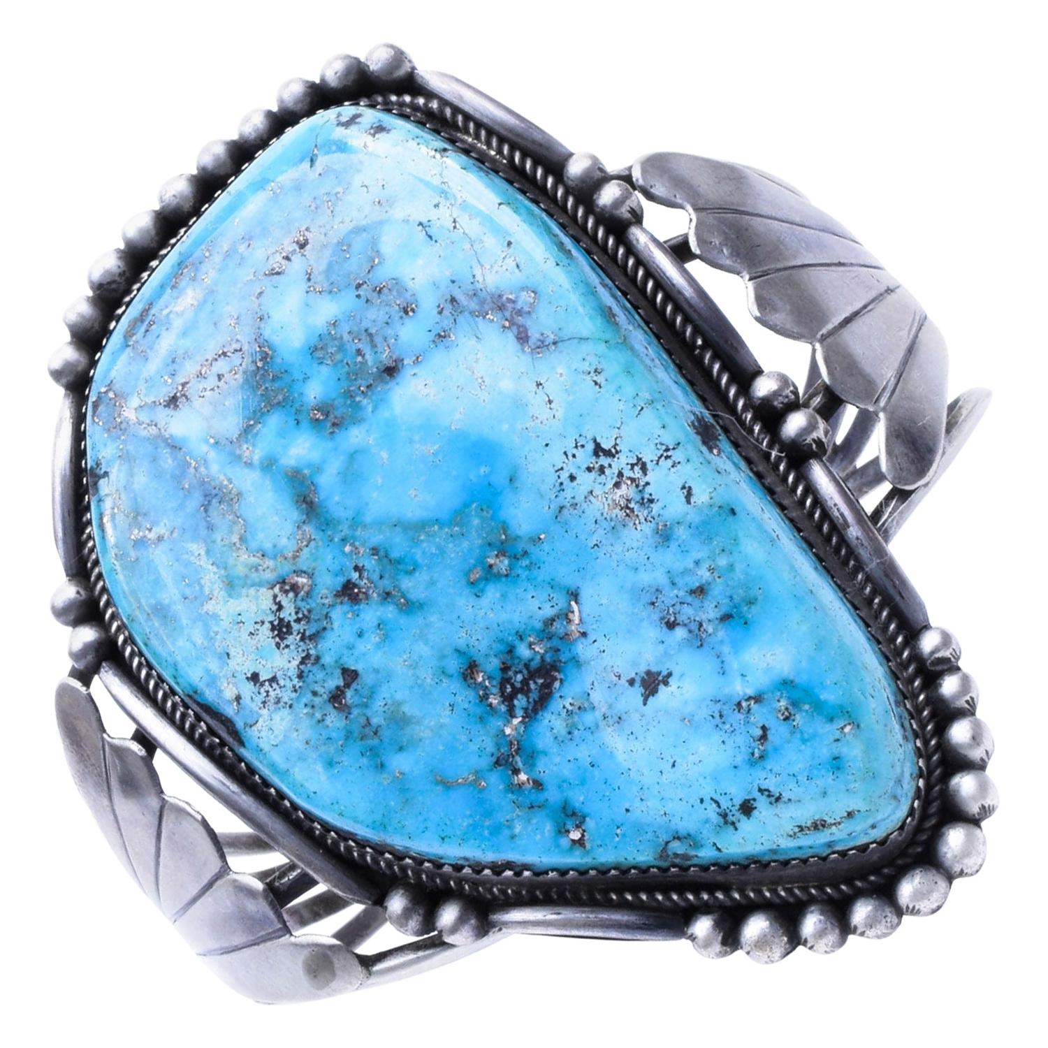 Navajo Kingman Turquoise and Sterling Bracelet