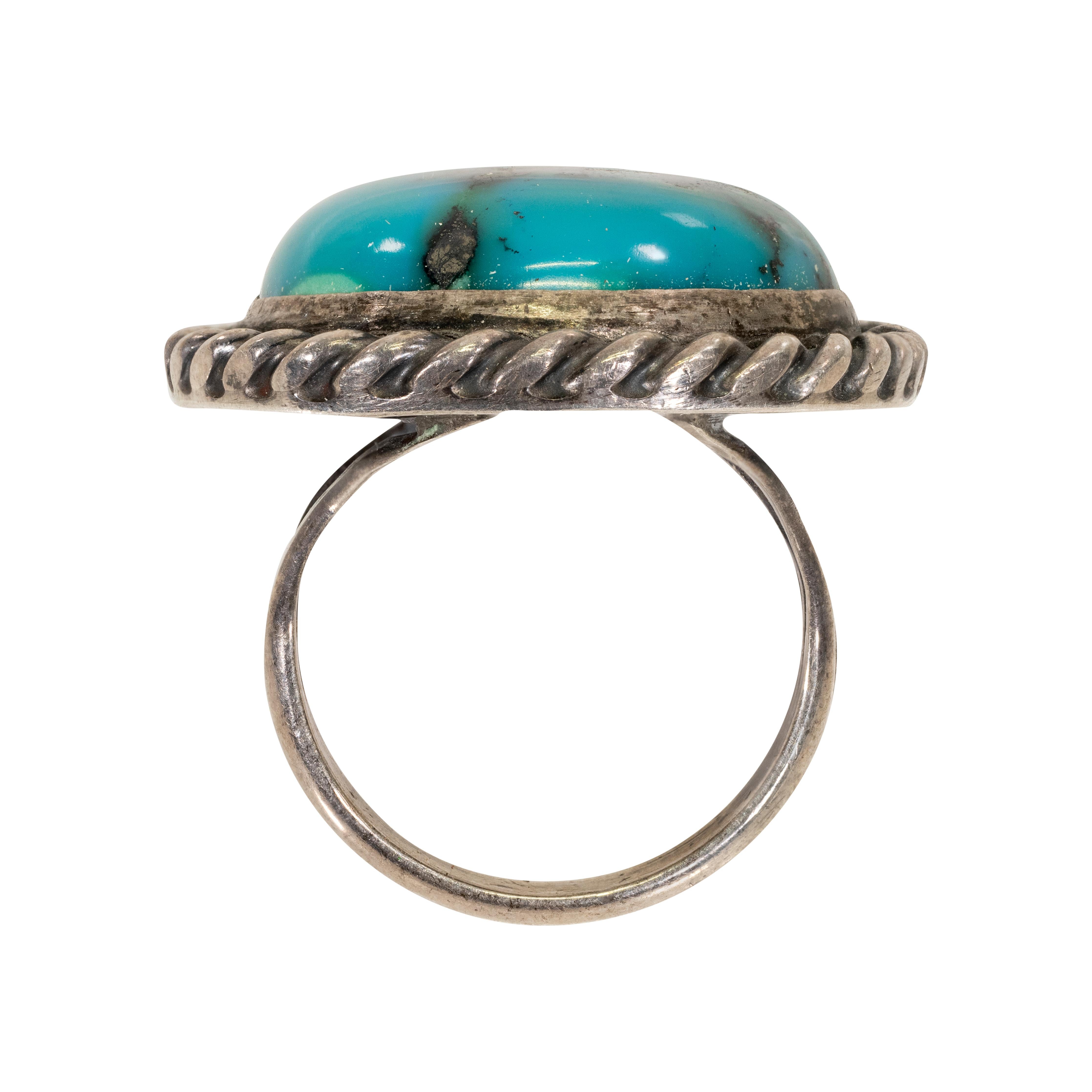 Old Mine Cut Navajo Kingman Turquoise and Sterling Ring