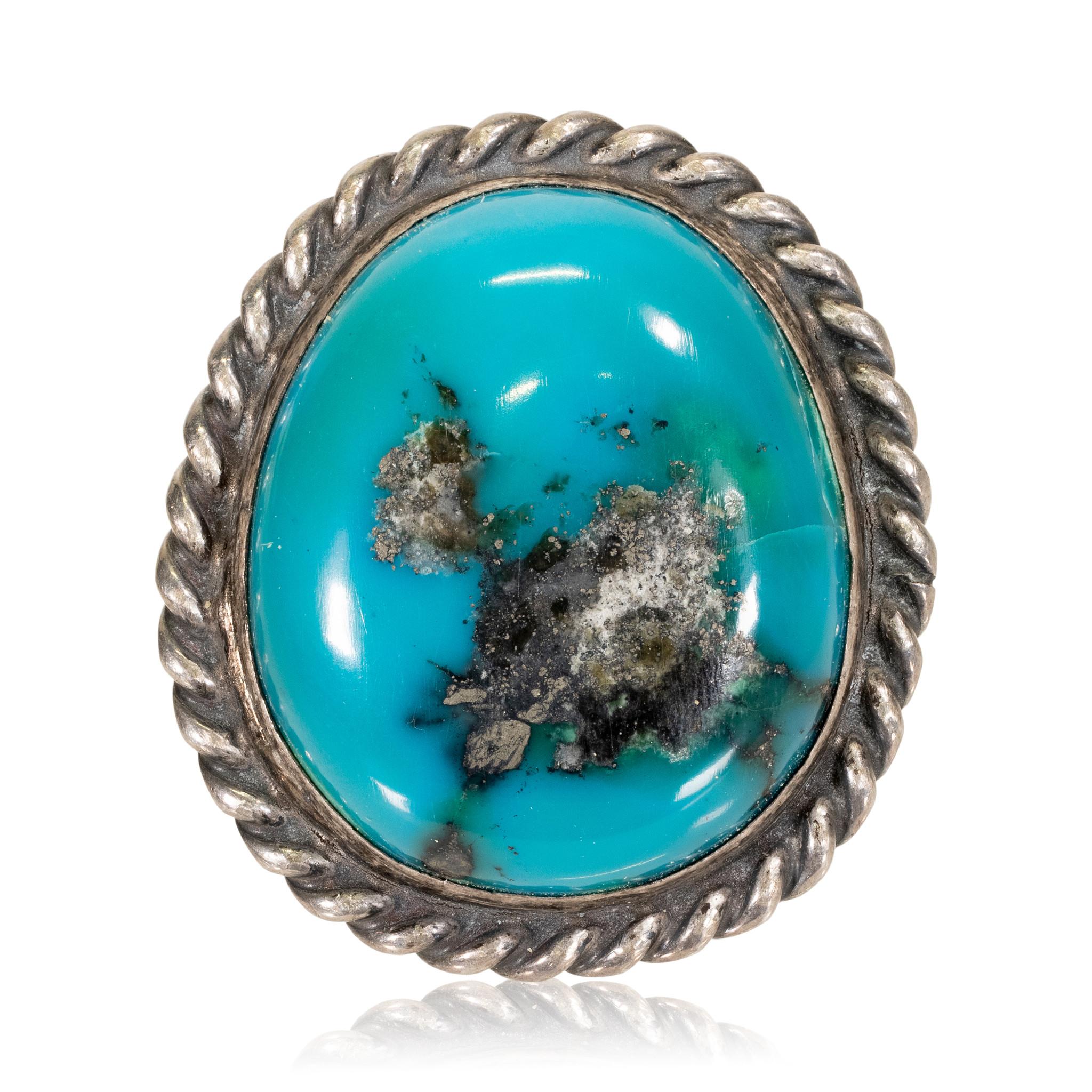 Women's or Men's Navajo Kingman Turquoise and Sterling Ring