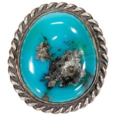 Bague Navajo Kingman Turquoise et Sterling