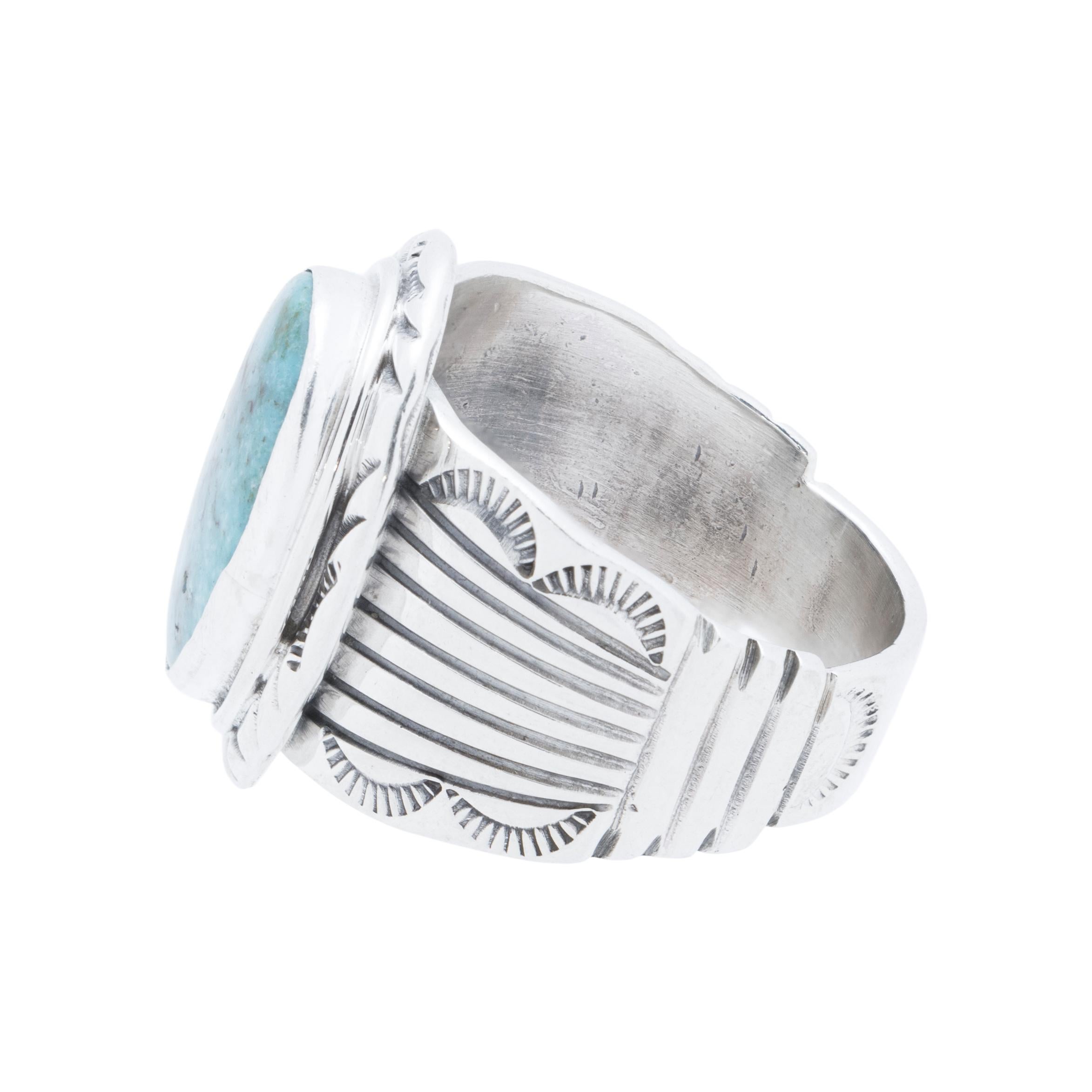 Nativo americano Anello in turchese Kingman Navajo e argento sterling in vendita