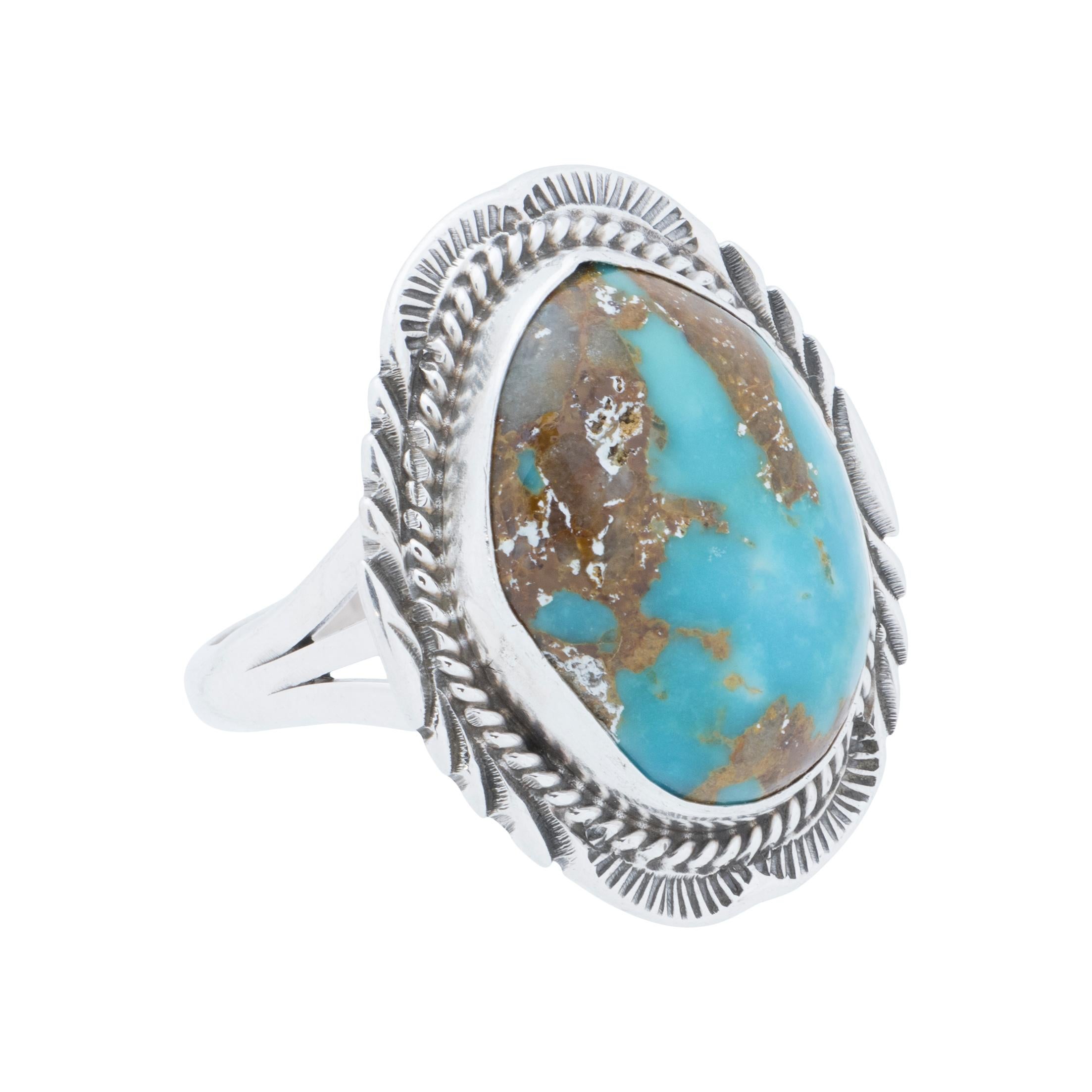 Taglio vecchia miniera Navajo Kingman Turquoise and Sterling Silver Ring in vendita
