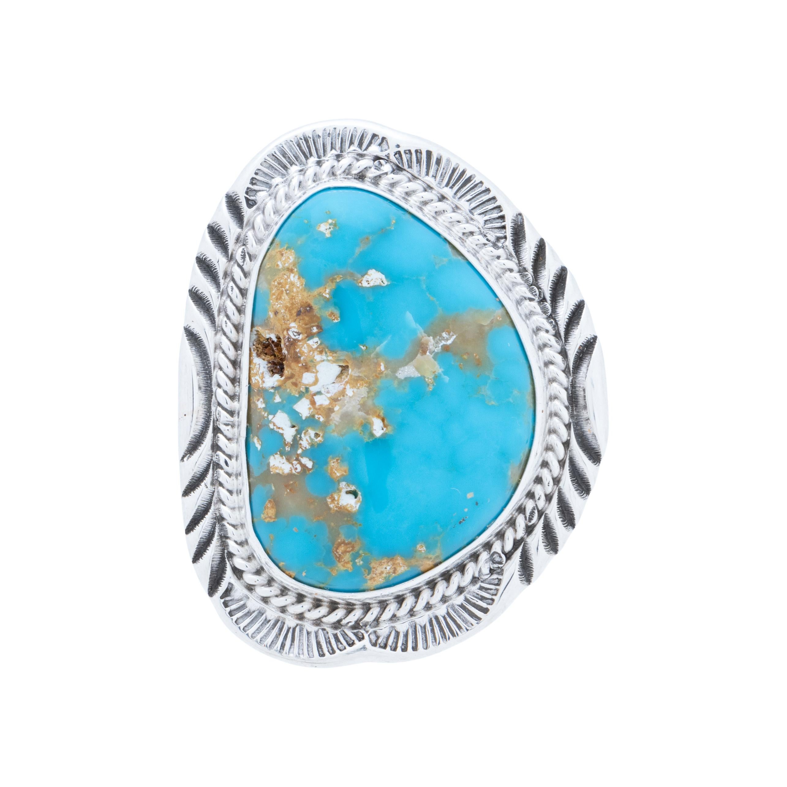 Taglio vecchia miniera Navajo Kingman Turquoise and Sterling Silver Ring in vendita