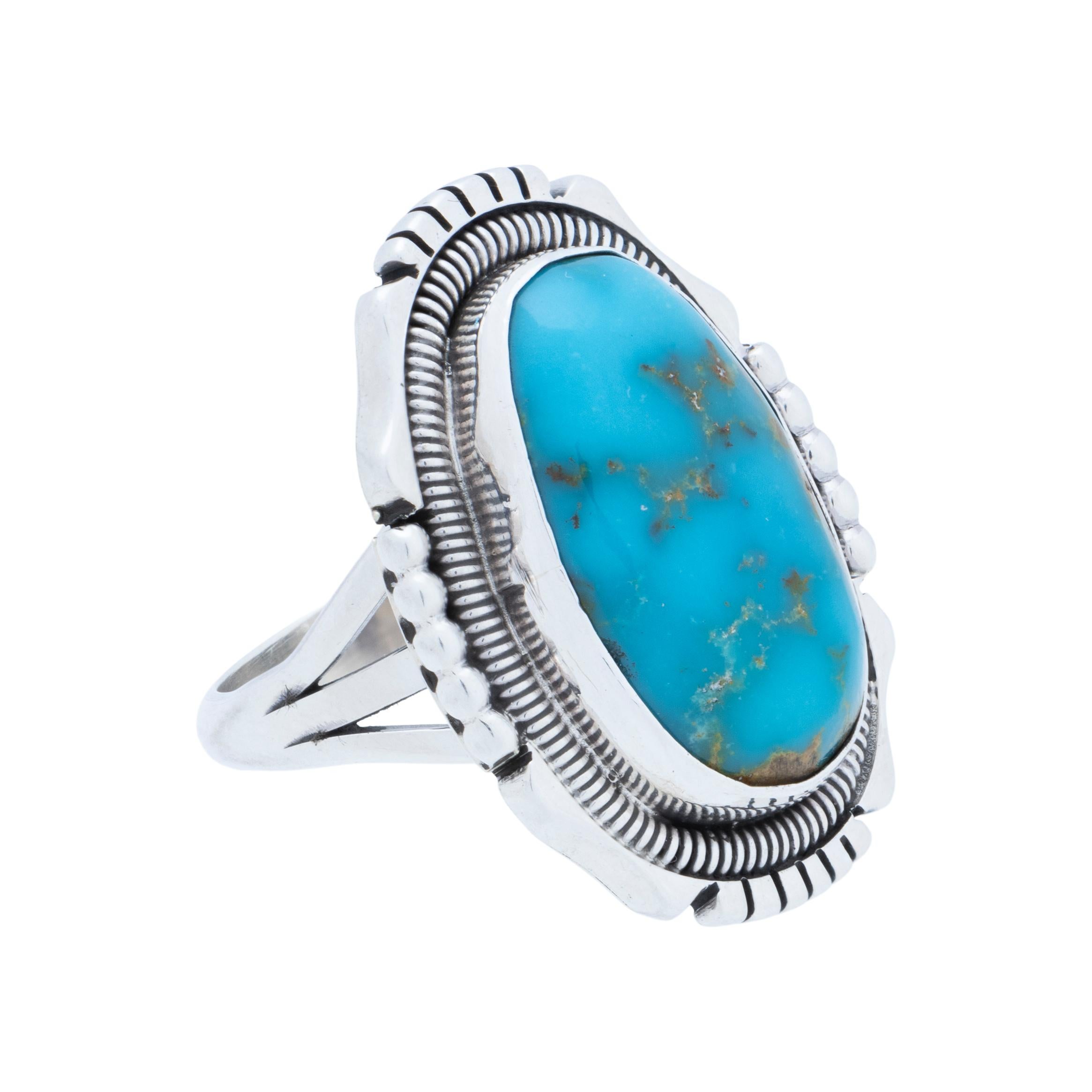 Taglio vecchia miniera Navajo Kingman Turquoise and Sterling Silver Ring in vendita