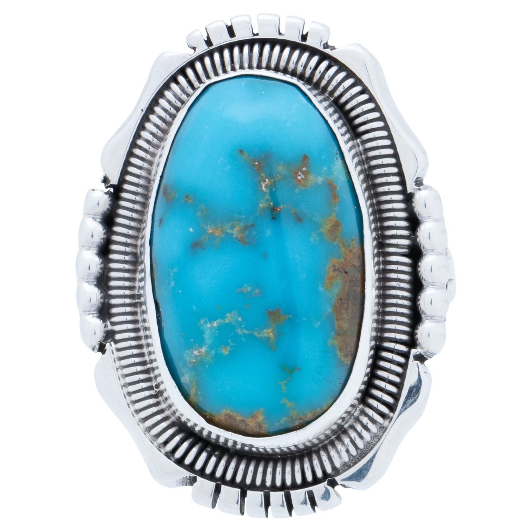 Navajo Kingman Turquoise and Sterling Silver Ring