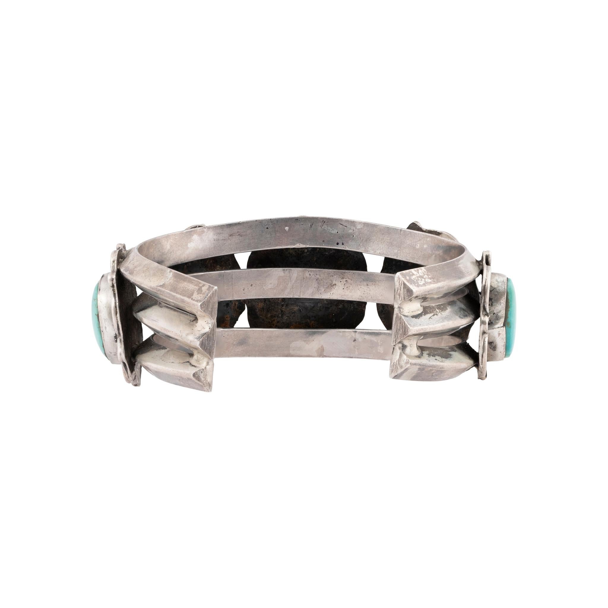Amérindien Bracelet manchette en turquoise Navajo Kingman en vente