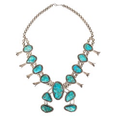 Navajo Kingman Turquoise Squash Blossom