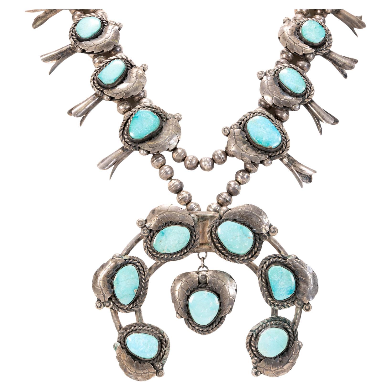 Navajo King's Manassa Turquoise Squash Blossom