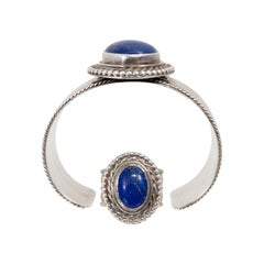 Navajo Lapis and Sterling Bracelet and Ring Set