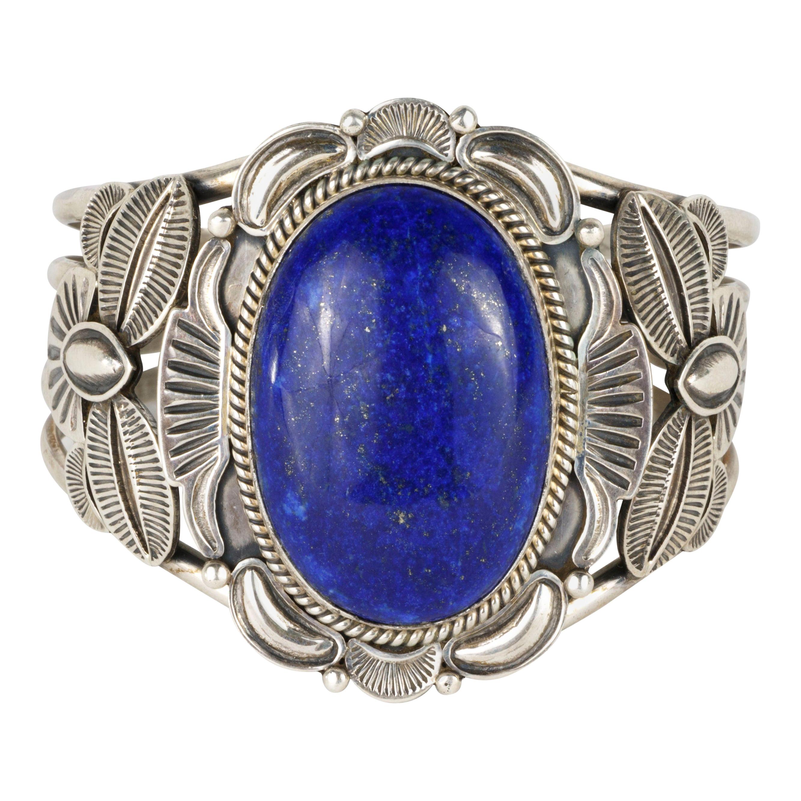 Navajo-Armband aus Lapis und Sterling