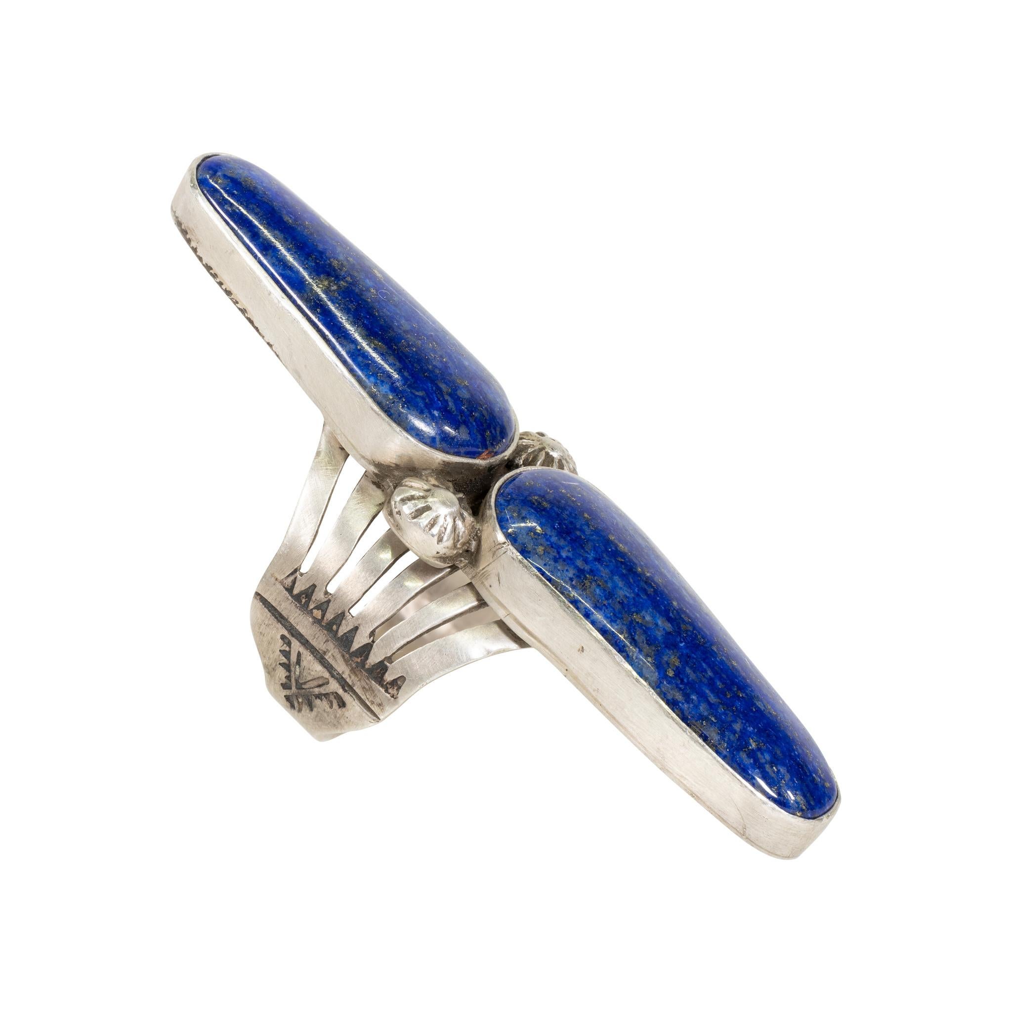 Navajo Lapis und Sterling Ring (Alteuropäischer Brillantschliff) im Angebot