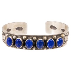 Navajo Lapis and Sterling Silver Cuff Bracelet