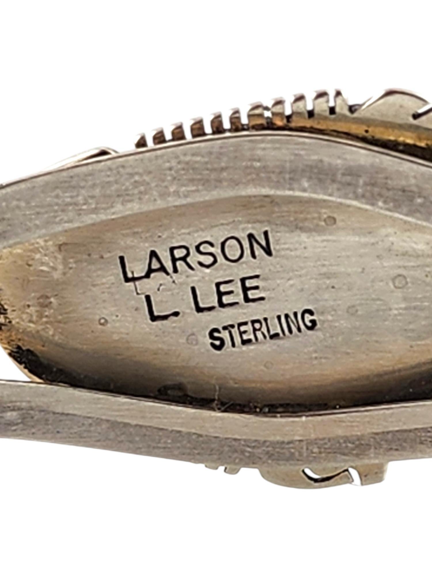 Navajo Larson L. Lee Sterling Silver White Buffalo Turquoise Cuff #20058 1
