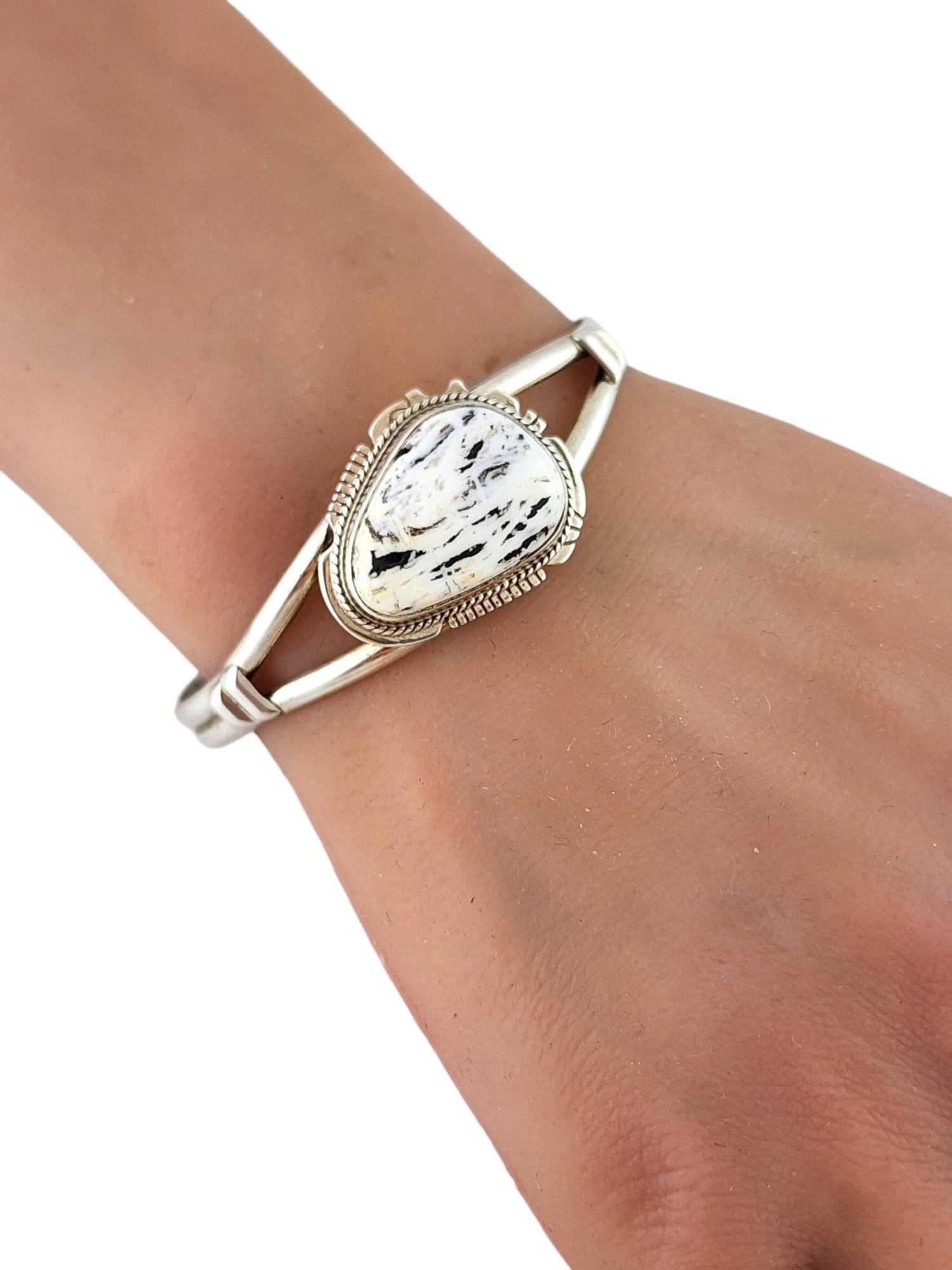 Navajo Larson L. Lee Sterling Silver White Buffalo Turquoise Cuff #20058 2