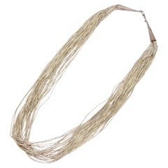 Navajo Liquid Sterling Silver Beaded Multi-Strand Necklace