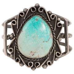 Vintage Navajo Manassa Turquoise and Sterling Bracelet