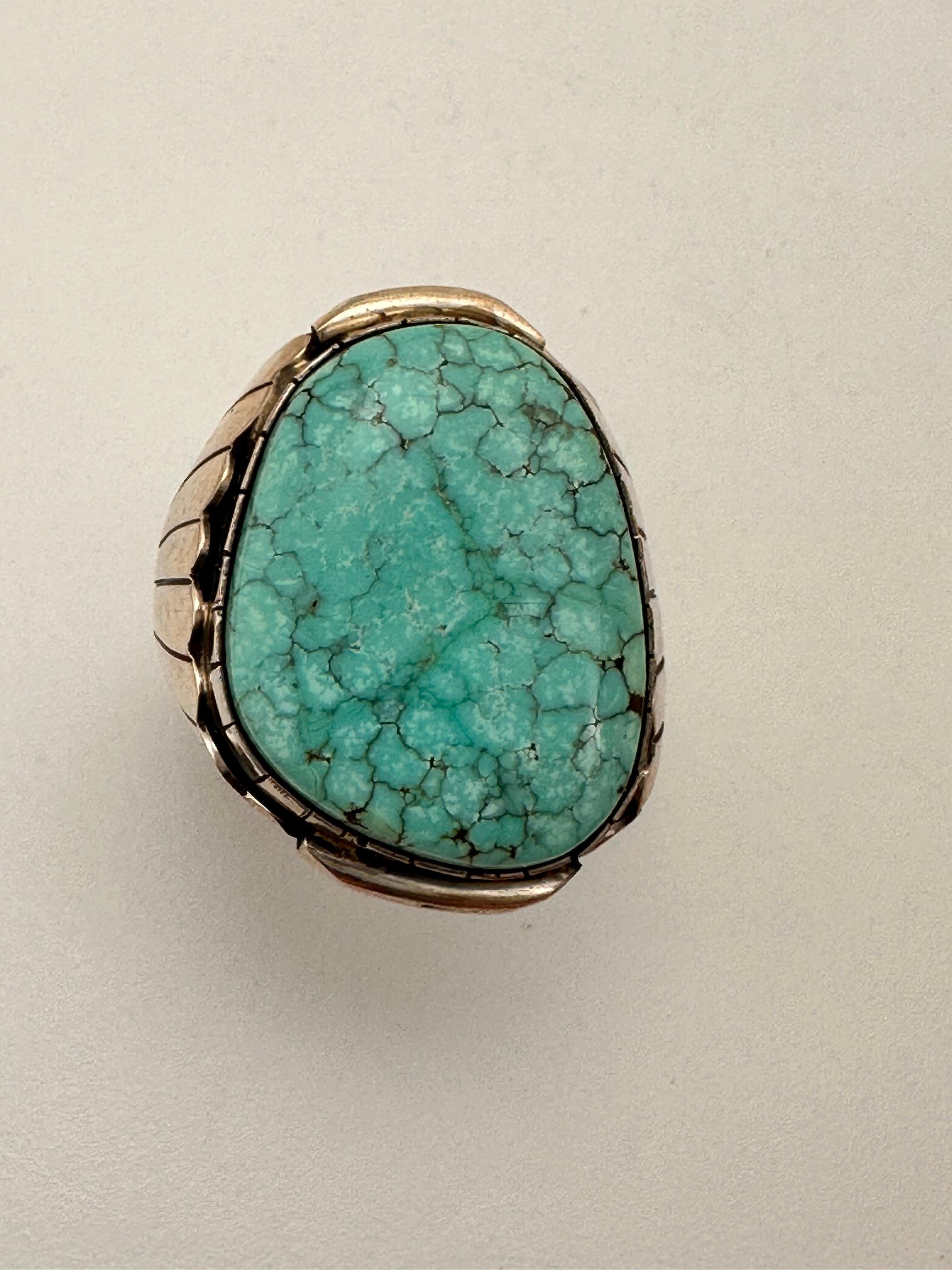 Navajo pour hommes .925 n°8 Turquiose 22 mm x 26 mm Taille de la bague 12 2