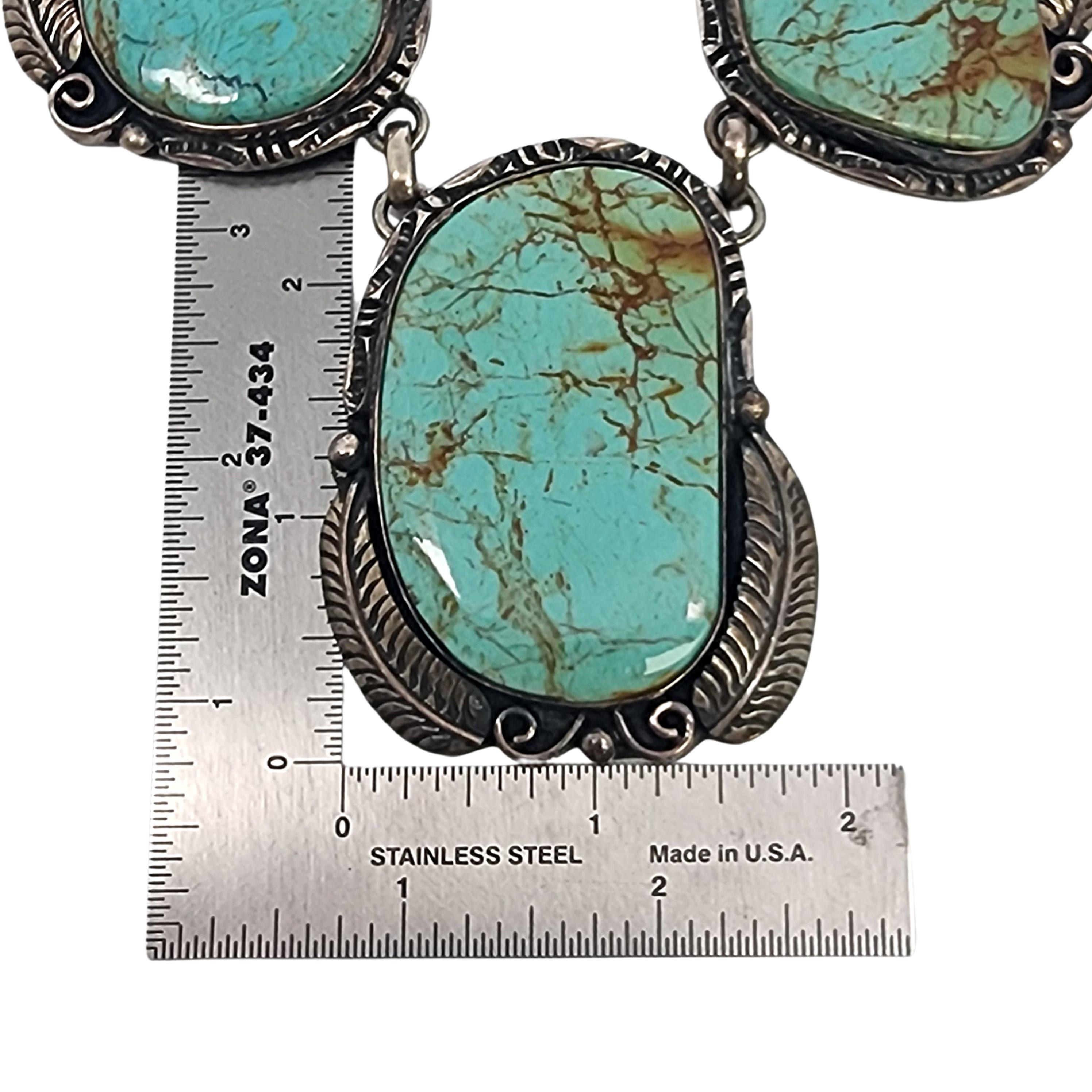 Navajo Mexico 980 Sterling Silver Turquoise Large Link Necklace #18603 5