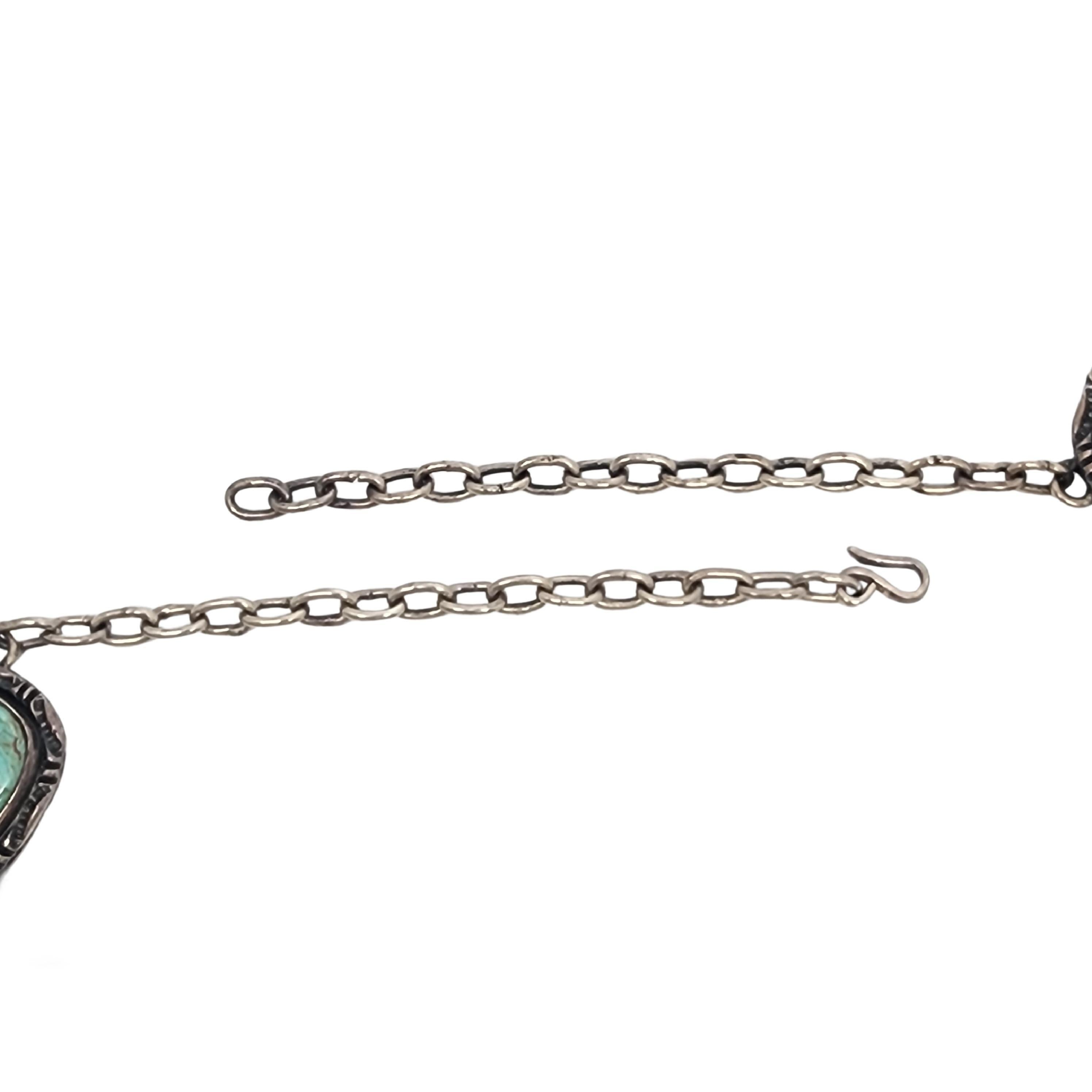 Navajo Mexico 980 Sterling Silver Turquoise Large Link Necklace #18603 2