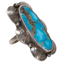 Bague Navajo Morenci en argent sterling et turquoise