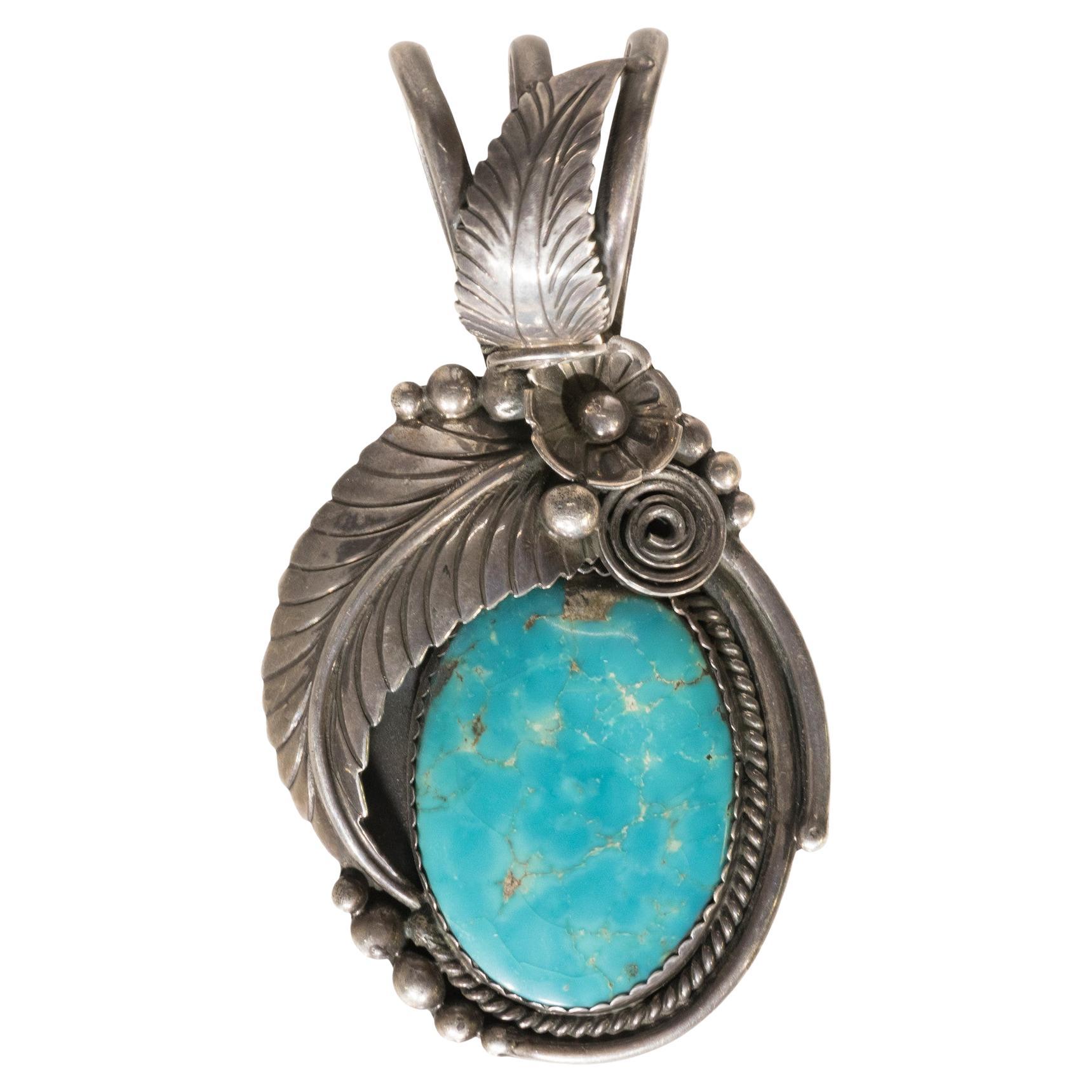 Navajo Morenci Turquoise Pendant For Sale
