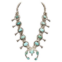 Navajo Morenci Turquoise Squash Blossom
