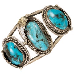 Navajo Morenci Turquoise and Sterling Bracelet