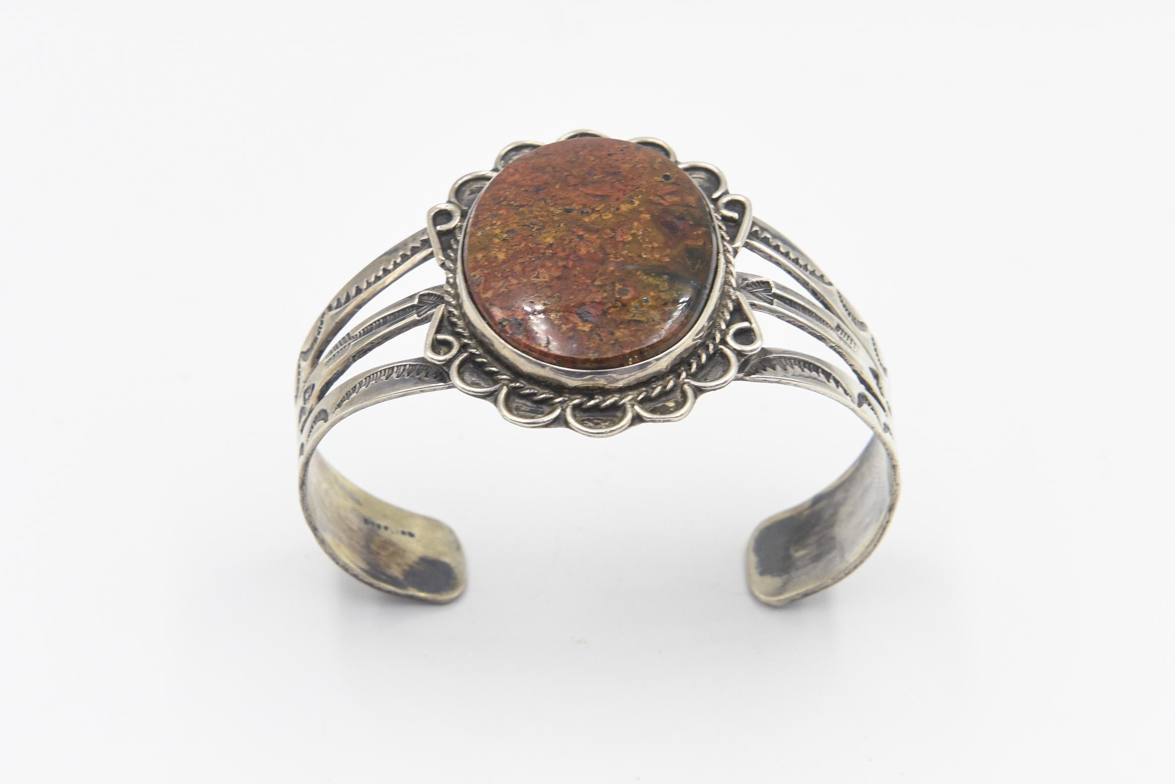 da uomo o donna Bracciale in argento con calcedonio dei nativi del Navajo in vendita