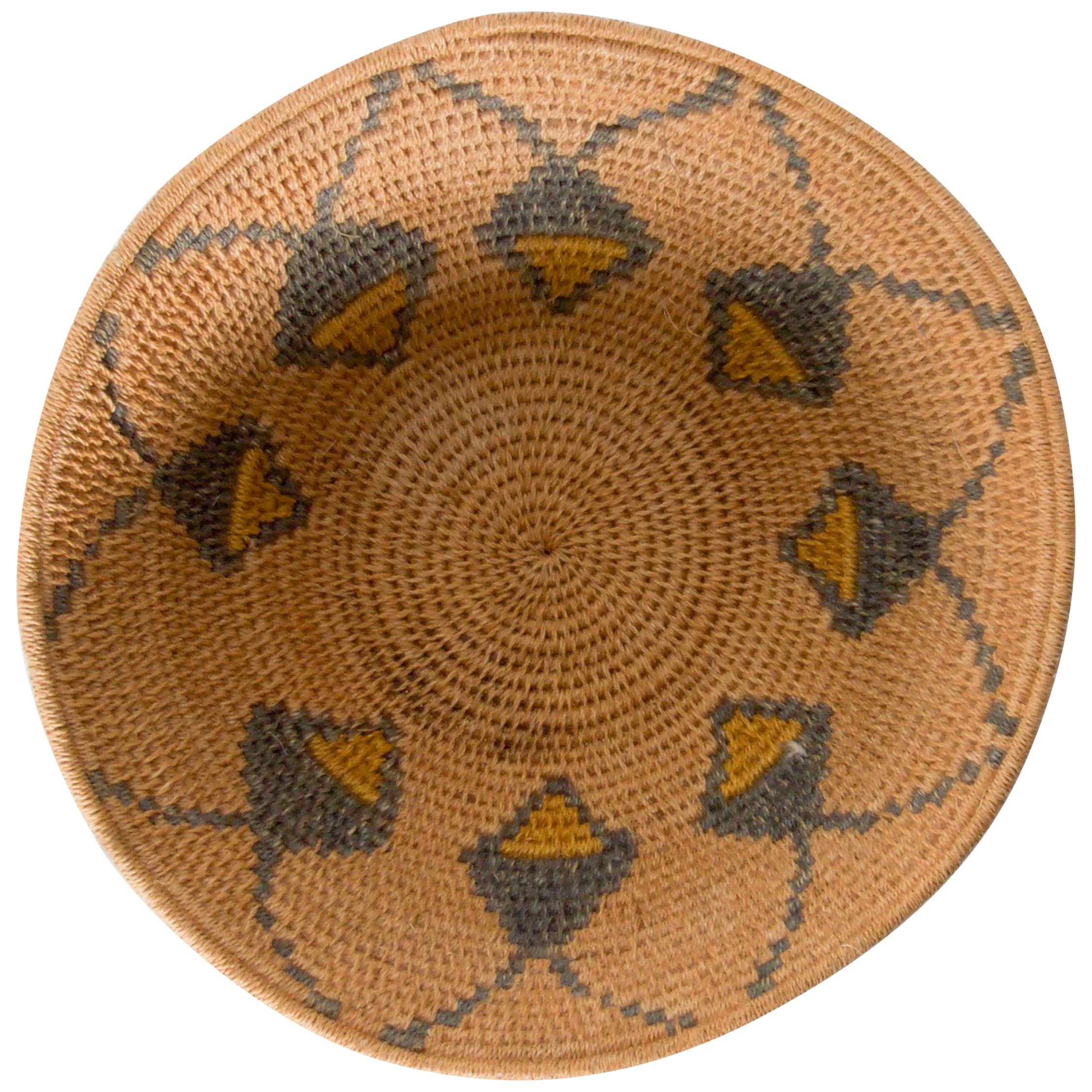 Navajo Native American Handmade Woven Basketry Bowl Modern Design, 1940s