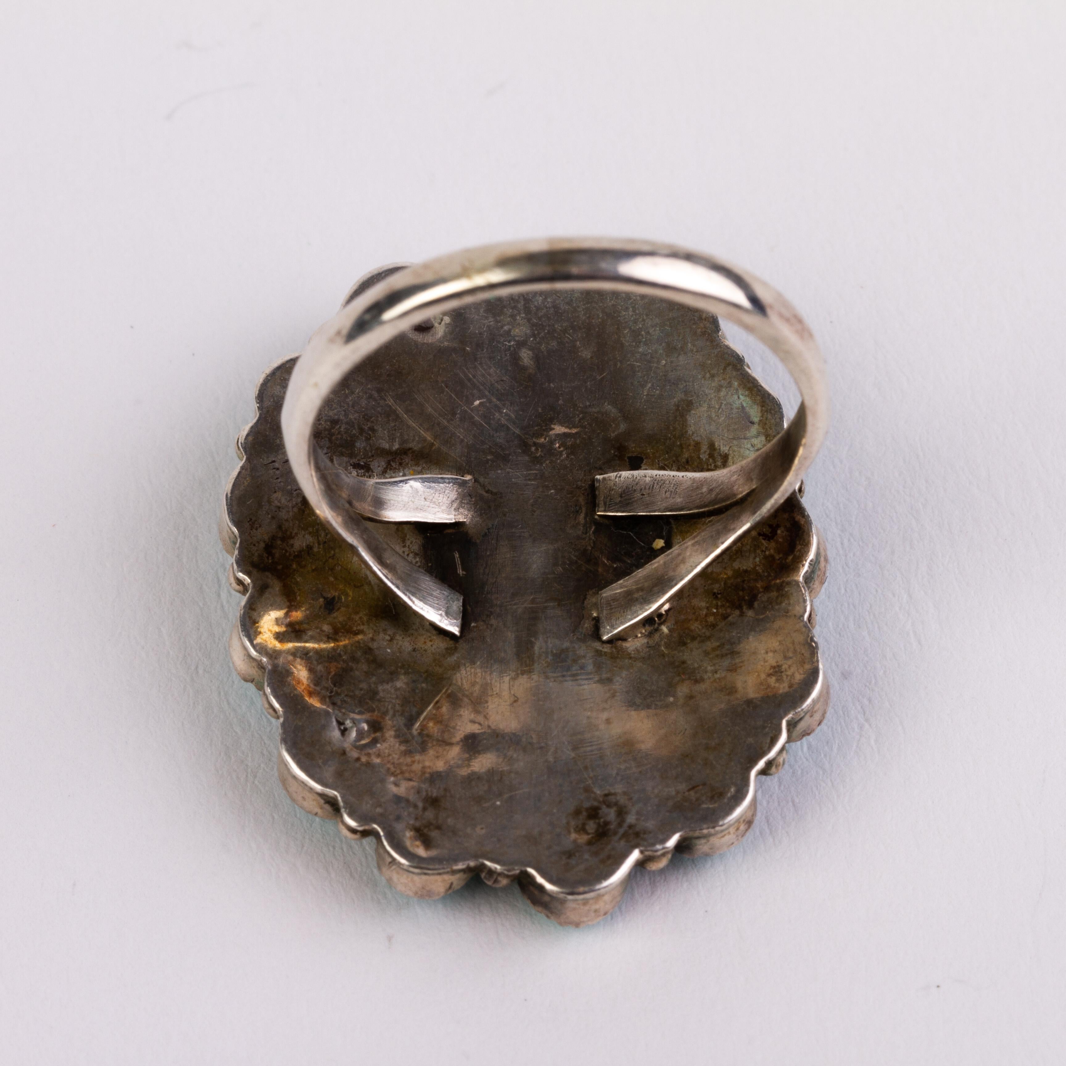 20th Century Navajo Native American Natural Turquoise Sterling Silver Ring