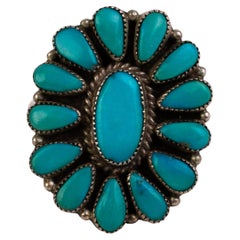 Navajo Native American Natural Turquoise Sterling Silver Ring