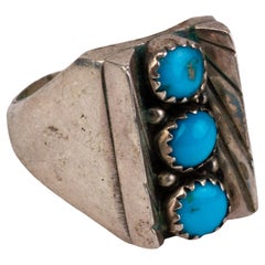 Navajo Türkis-Sterlingsilber-Ring mit natürlichem Türkis 