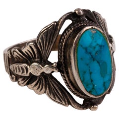 Navajo Native American Natural Turquoise Sterling Silver Ring