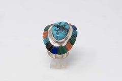 Navajo Native American Sterling Multi Stone Ring