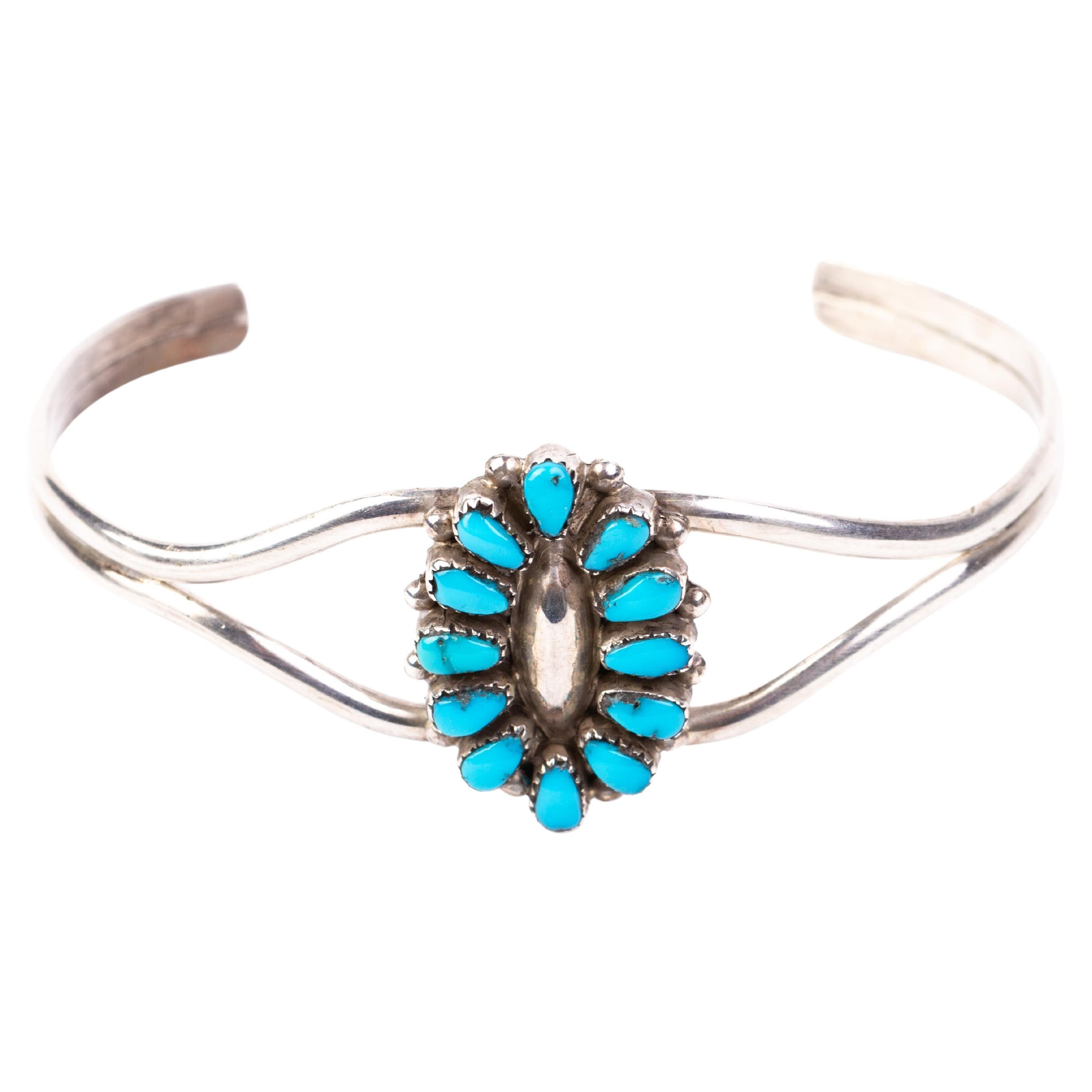 Navajo Natural Turquoise Silver Bracelet