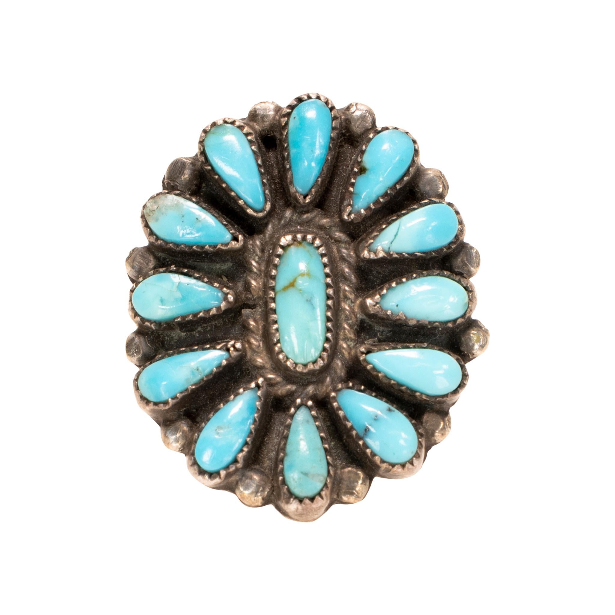 Navajo Needlepoint Turquoise Squash by Francis Begay For Sale 5