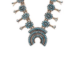 Navajo Needlepoint Turquoise Squash by Francis Begay