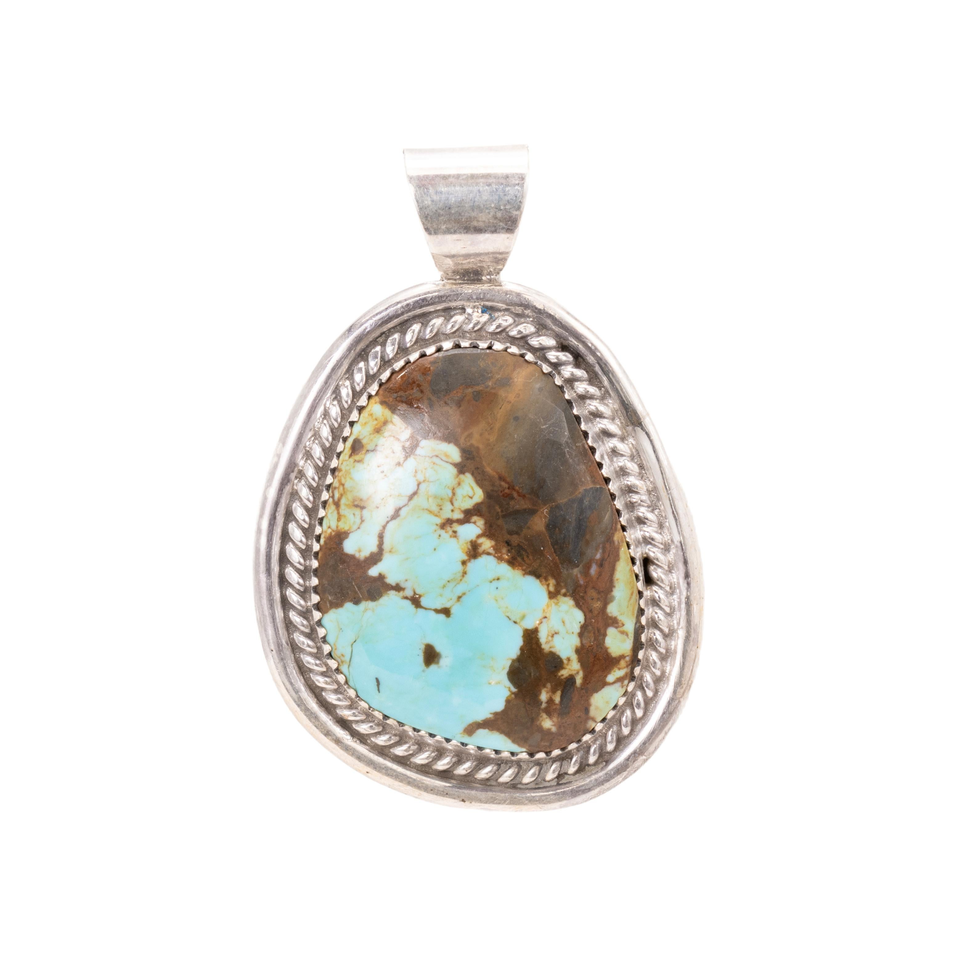 Navajo Nummer 8 Türkis und Sterling Silber Anhänger (Indigene Kunst (Nord-/Südamerika)) im Angebot