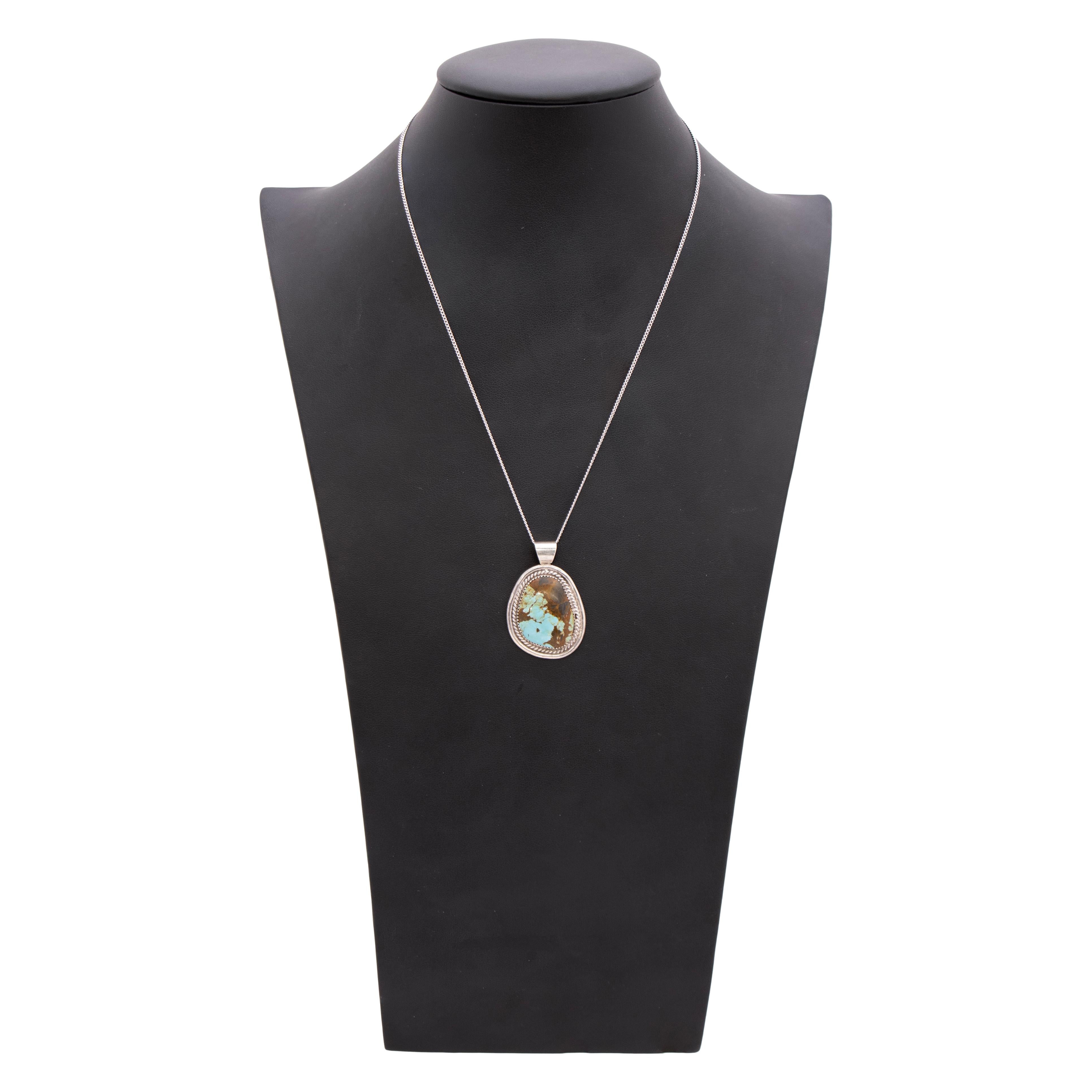 Navajo Nummer 8 Türkis und Sterling Silber Anhänger im Zustand „Gut“ im Angebot in Coeur d Alene, ID