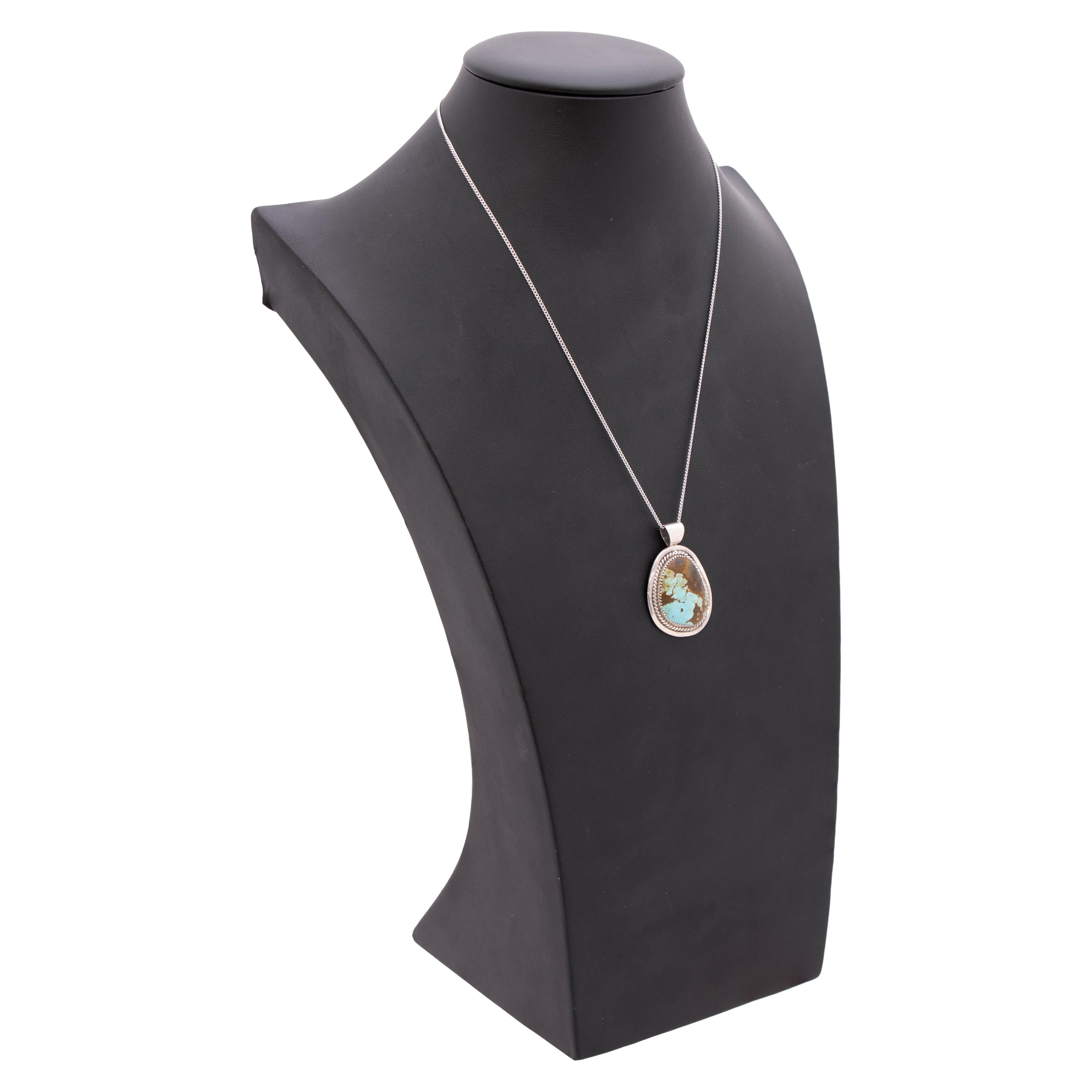 Navajo Nummer 8 Türkis und Sterling Silber Anhänger für Damen oder Herren im Angebot