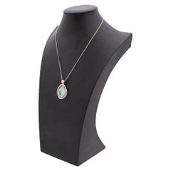 Navajo Number 8 Turquoise and Sterling Silver Pendant Necklace