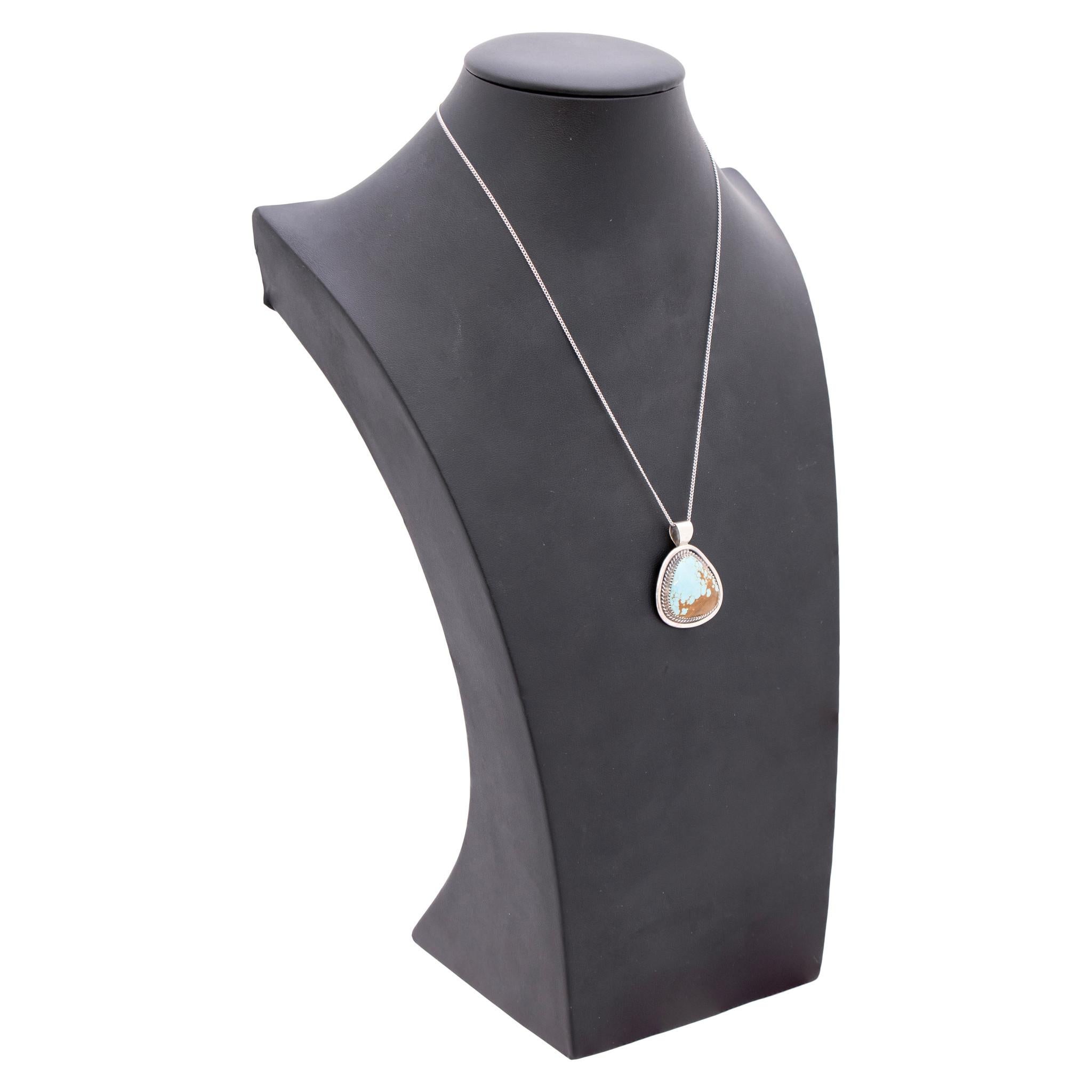Navajo Nummer 8 Türkis und Sterling Silber Anhänger (Indigene Kunst (Nord-/Südamerika)) im Angebot