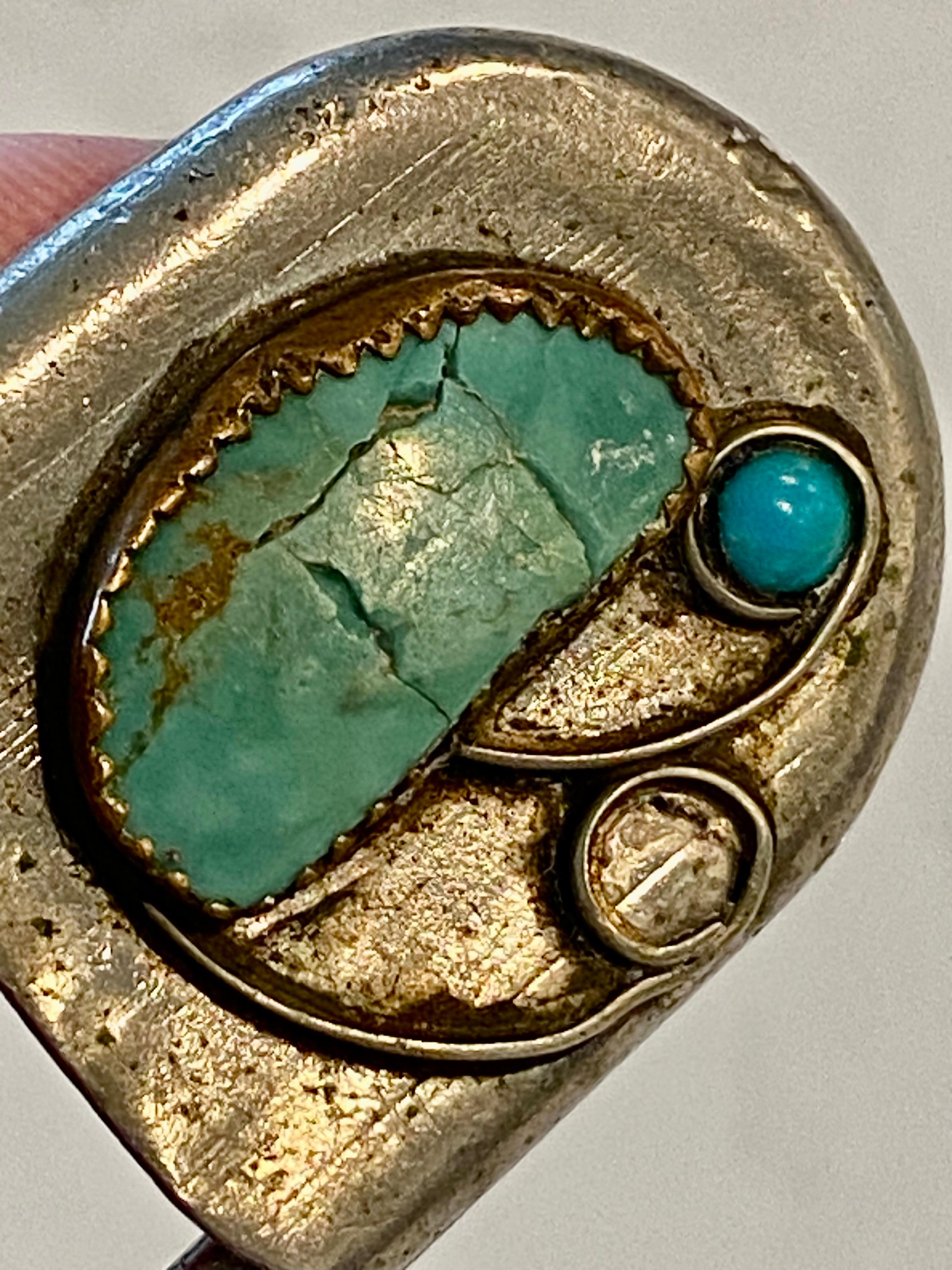 Llavero con pasador de seguridad Navajo Old Pawn de plata de ley siglo XX en venta